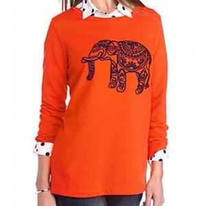 Crown & Ivy Orange Elephant Graphic Long Sleeve Top
